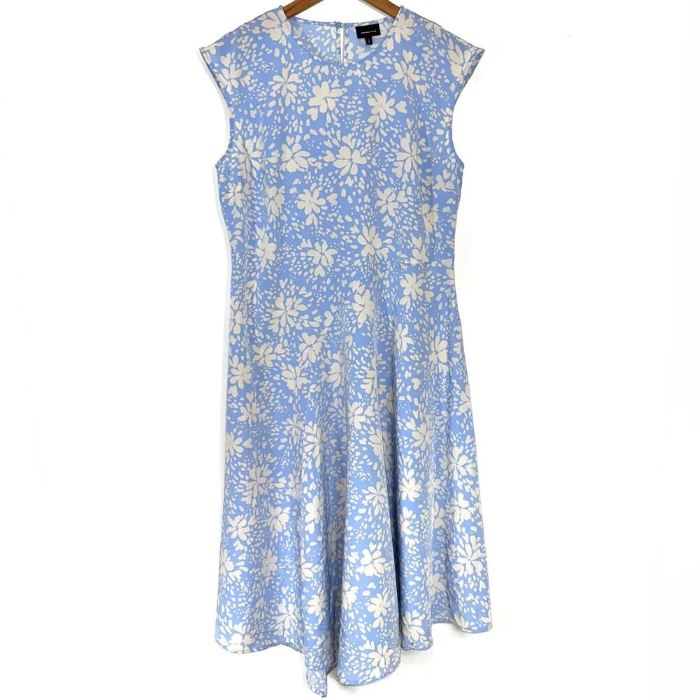 Who What Wear Retro Pale Blue Floral Midi Dress Size Large